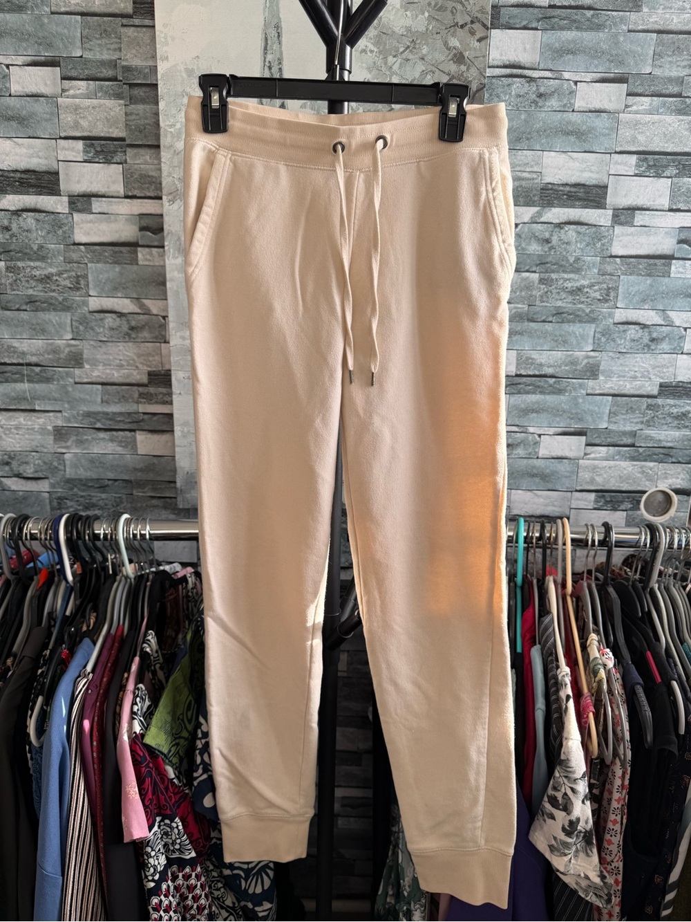 Women's Cream Drawstring Jogger Pants
